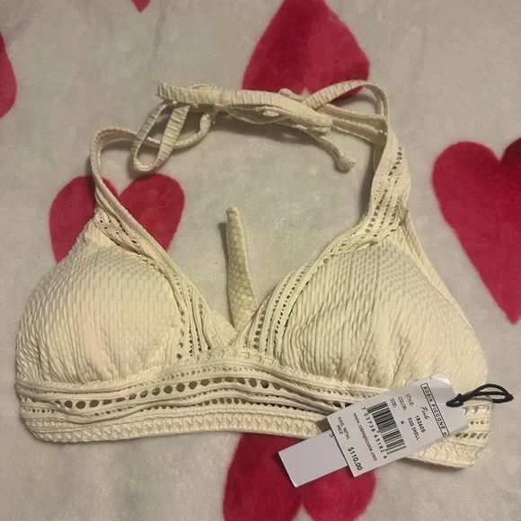 ROBIN PICCONE Perla Halter Bikini Top In Eggshell NWT - Picture 6 of 11